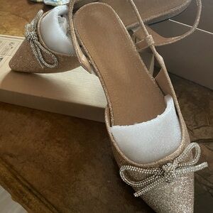 Elegant Women's 2 tone gold and silver Slingback Shoes